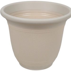 New stone textured planters plastic color beige 6 pots 8x8x6-in